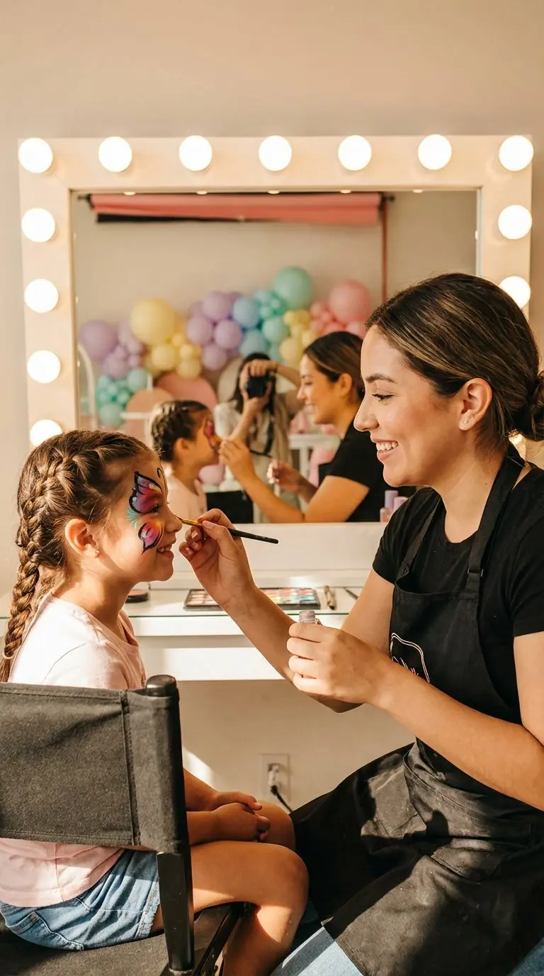 Artista maquillando en evento